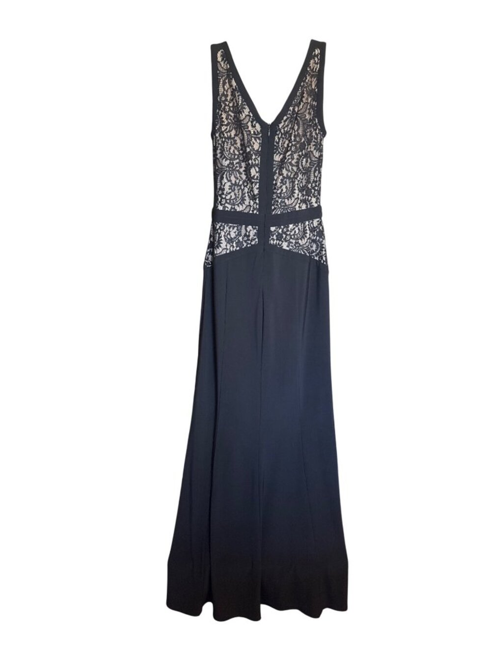 Lauren Ralph Lauren Black Lace Evening Gown Overlay Sleeveless Dress 8 Maxi Gala - Picture 4 of 12